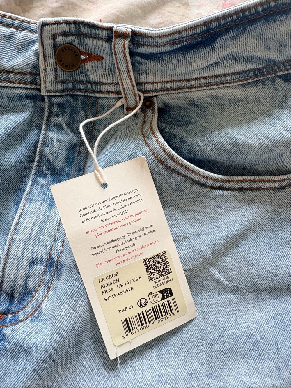 NWT Sezane Le Crop bleach jeans - Picture 3 of 5